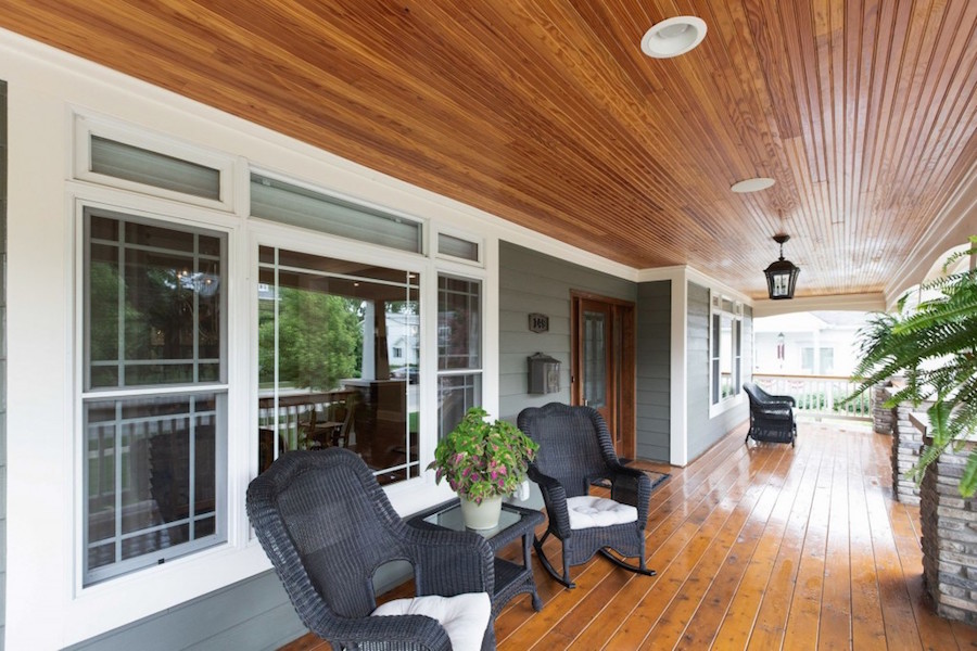 A beautiful front porch with wood trim.