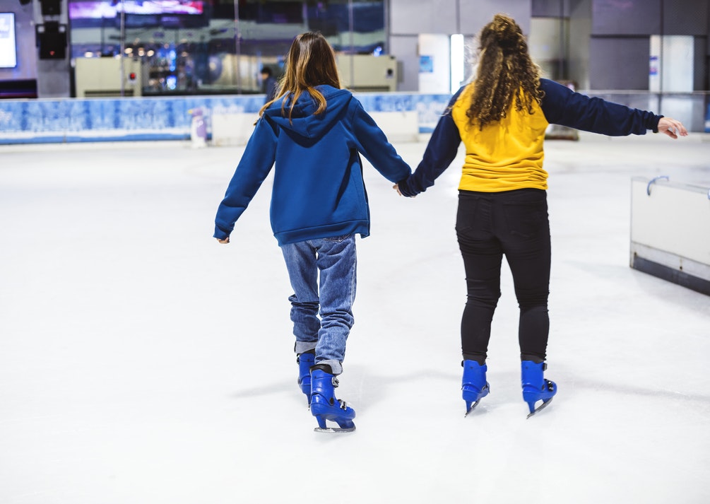 Ice skating at a holiday event.